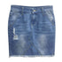 Summer women's denim skirt midi front triangle personality high waist pencil skirts - menochic